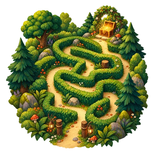 Handillustriertes Icon für das Waldlabyrinth-Browser-Spiel